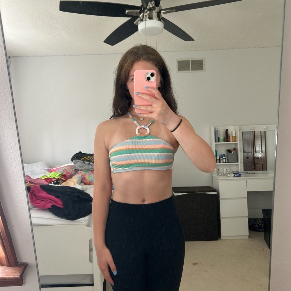 MULTI COLOR HALTER SWIMSUIT TOP!!
